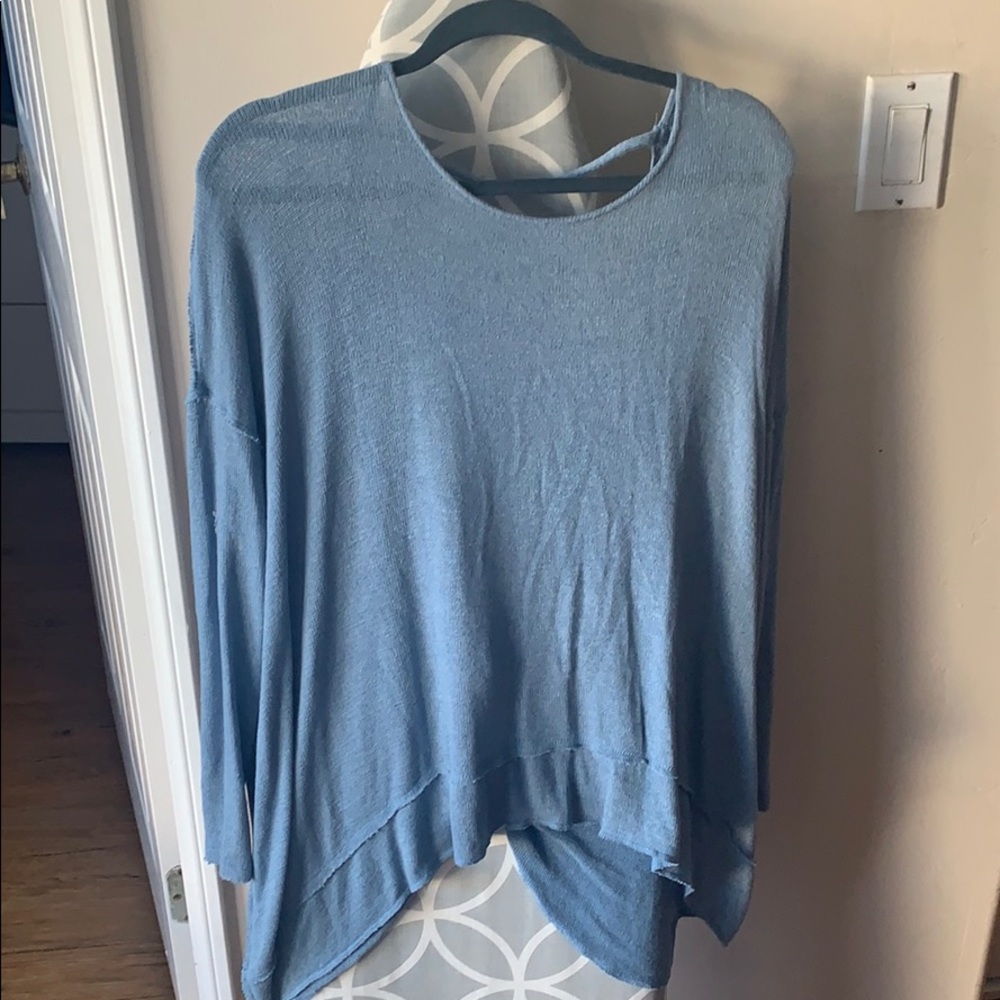 Free People Baby Blue Twist Back Sweater
